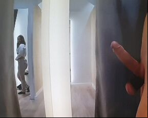 dickflash in changing room and handjob from nice mom